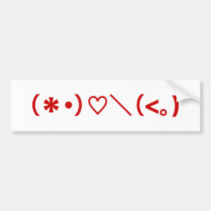 Happy Valentine's Day / Japanese Emoticons Bumper Sticker