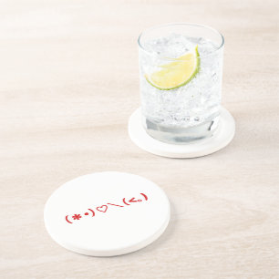 Happy Valentine's Day / Japanese Emoticons Coaster