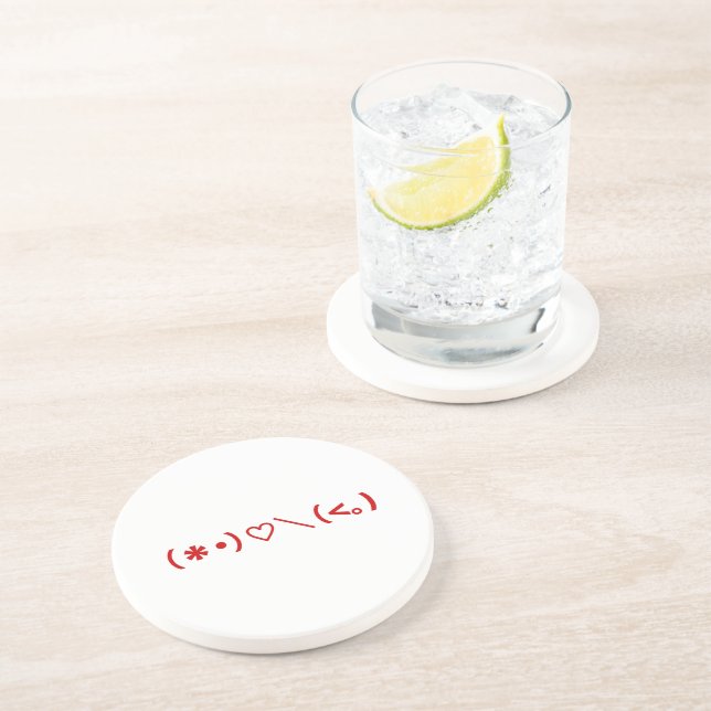 Happy Valentine's Day / Japanese Emoticons Coaster (Side)