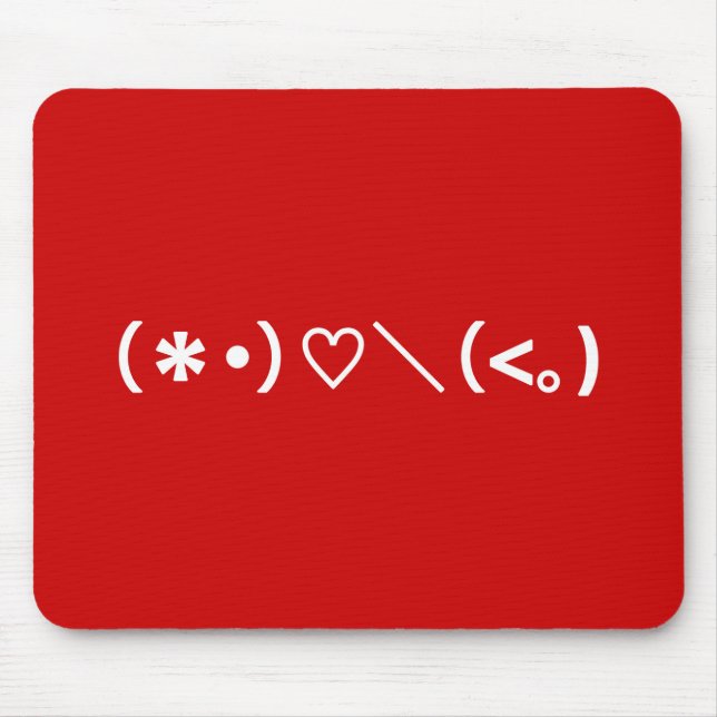 Happy Valentine's Day / Japanese Emoticons Mouse Mat (Front)