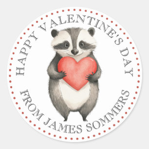 Happy Valentine's Day Kid's Animal Heart Classic Round Sticker