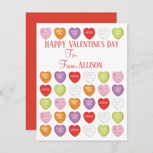 Happy Valentine's Day Kids Classroom Cute Holiday Card (Front/Back)