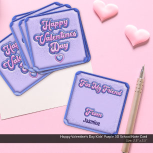 Happy Valentine's Day Kids' Purple 3D School Card