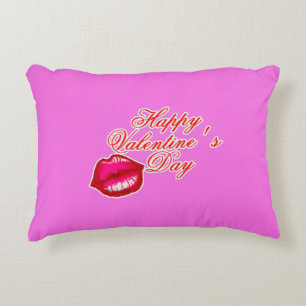 Happy Valentines Day Kiss Decorative Cushion