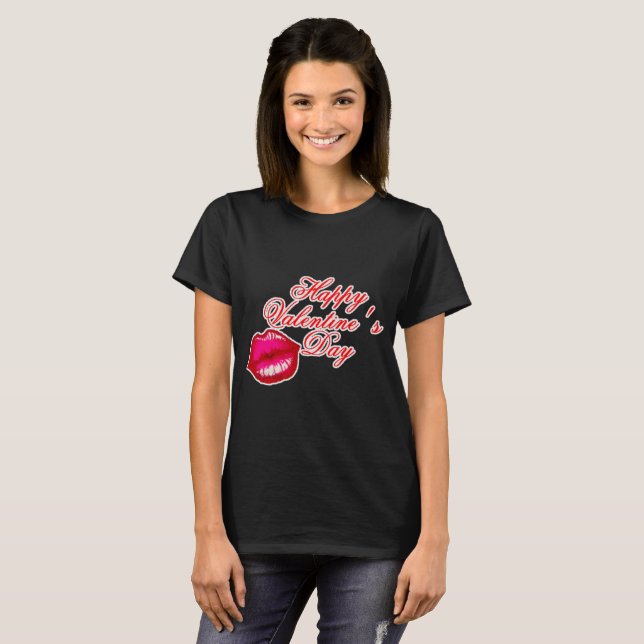 Happy Valentines Day Kiss T-Shirt (Front Full)