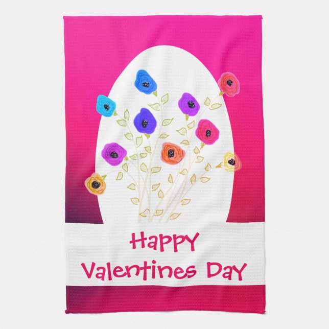 Happy Valentines Day Kitchen Towel (Vertical)