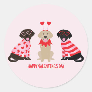 Happy Valentines Day Labrador Retriever Dogs Classic Round Sticker