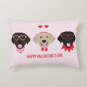 Happy Valentines Day Labrador Retriever Dogs Decorative Cushion
