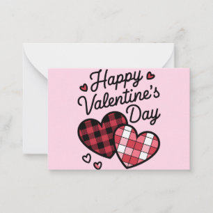 Happy Valentines Day Leopard Plaid Love Heart  Card