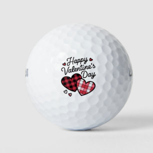 Happy Valentines Day Leopard Plaid Love Heart  Golf Balls