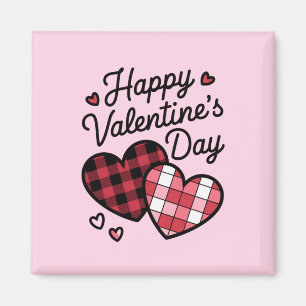 Happy Valentines Day Leopard Plaid Love Heart  Magnet