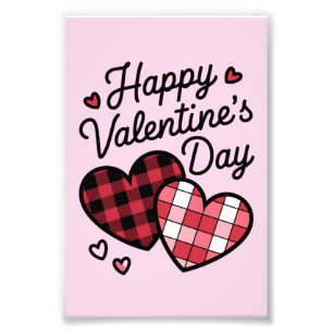 Happy Valentines Day Leopard Plaid Love Heart  Photo Print