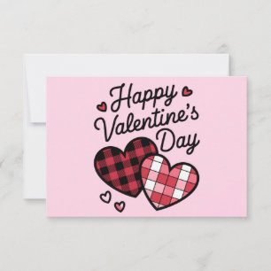 Happy Valentines Day Leopard Plaid Love Heart  Thank You Card