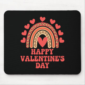 Happy Valentine's Day Leopard Rainbow Heart Valent Mouse Mat