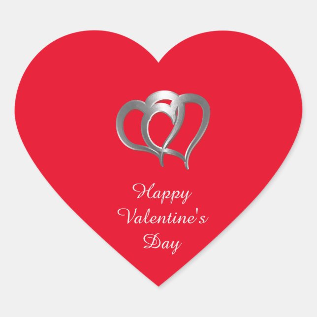 Happy Valentine's Day Linked Chrome Hearts Heart Sticker (Front)