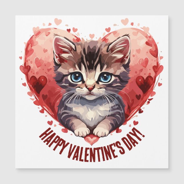 Happy Valentine's Day Little Kitten witn Heart (Front)
