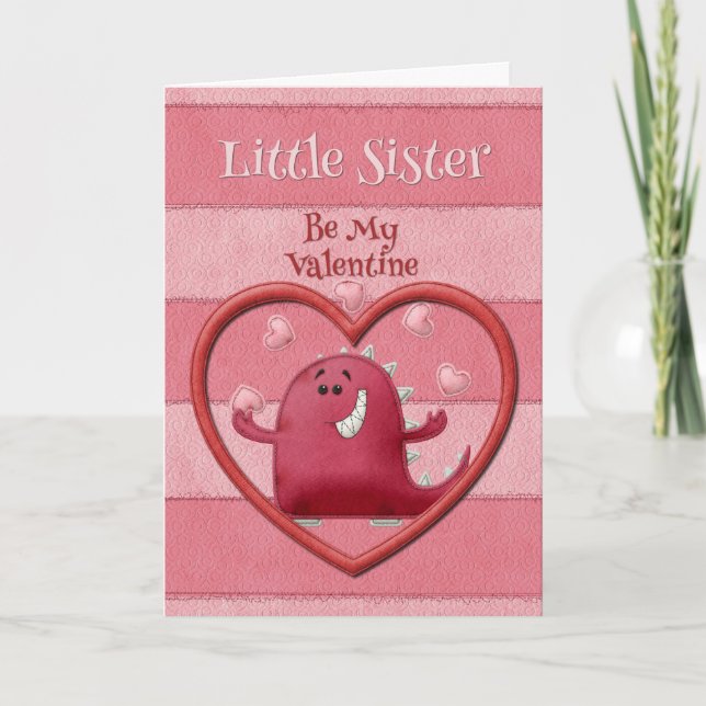 Happy Valentine's Day Little Sister Holiday Card (Front)