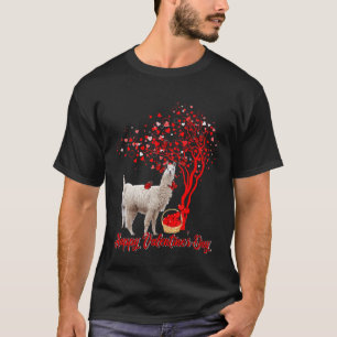 Happy Valentines Day Llama Lover Butterfly Heart T T-Shirt