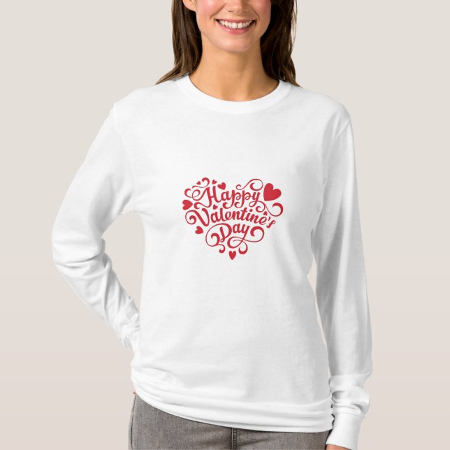 Happy Valentine's Day long  T-Shirt (Front)