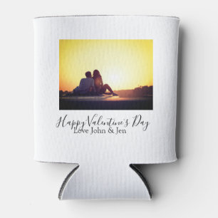 Happy Valentine's day love add name photo simple g Can Cooler