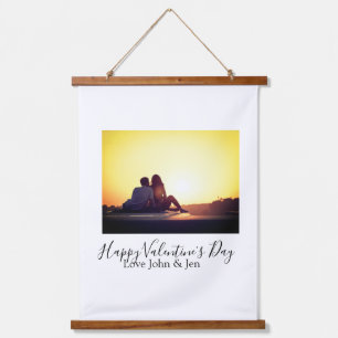 Happy Valentine's day love add name photo simple g Hanging Tapestry