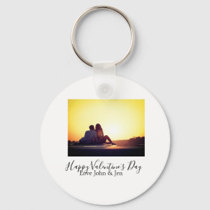 Happy Valentine's day love add name photo simple g Key Ring