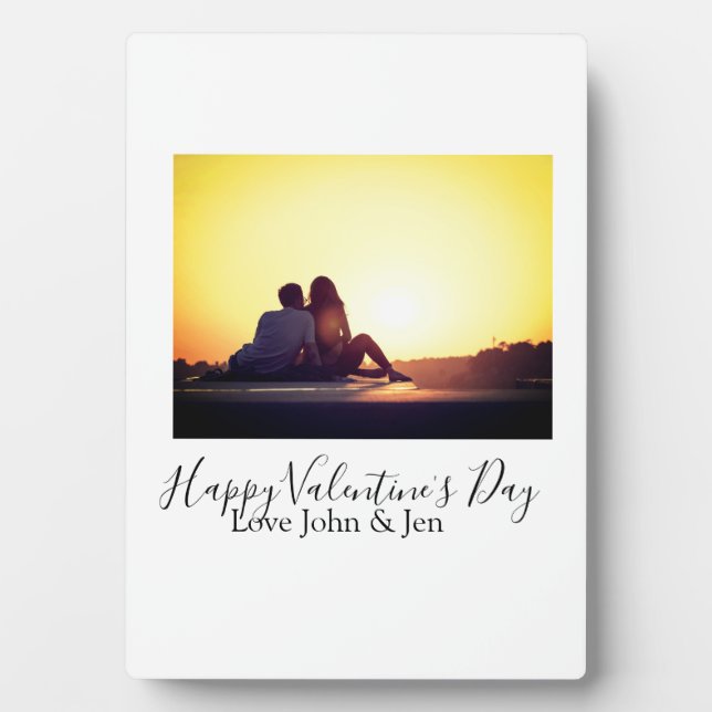 Happy Valentine's day love add name photo simple g Plaque (Front)