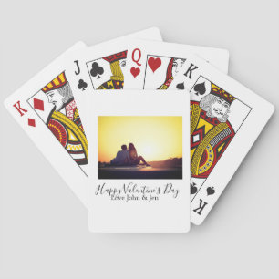 Happy Valentine's day love add name photo simple g Playing Cards
