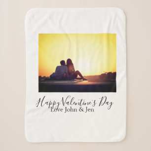 Happy Valentine's day love add name photo simple g Sherpa Blanket