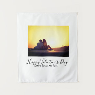 Happy Valentine's day love add name photo simple g Tapestry