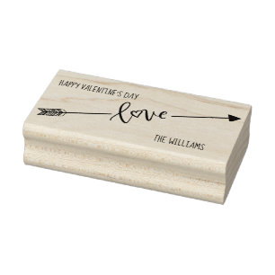 Happy Valentine's Day Love Arrow Personalised Rubber Stamp