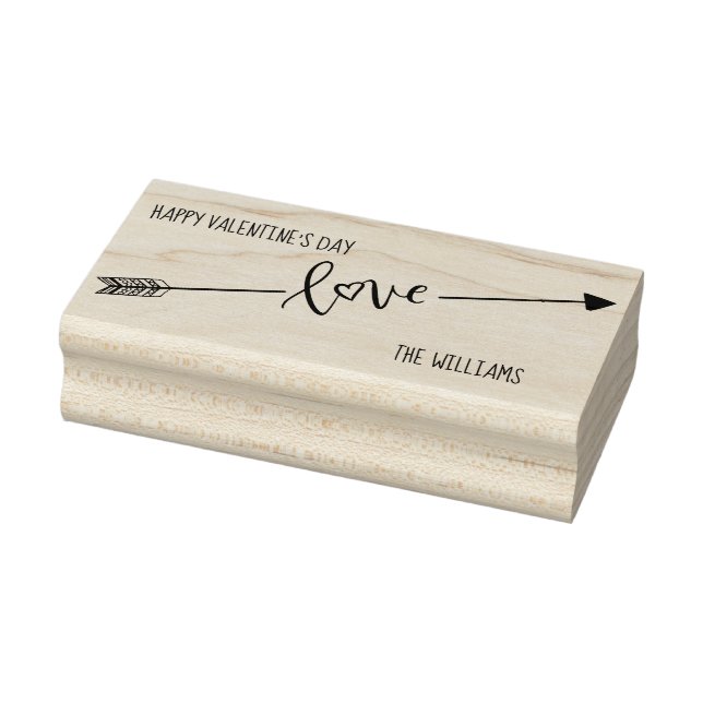 Happy Valentine's Day Love Arrow Personalised Rubber Stamp (Stamp)