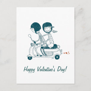 Happy Valentines Day Love Couple on Postcard