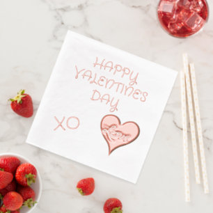 Happy Valentine's Day Love Heart Foil Napkins