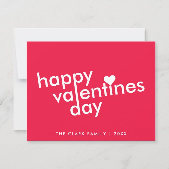 Happy Valentine's Day | Love Heart Modern Trendy Holiday Card (Front)
