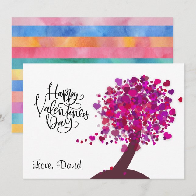 Happy Valentine's Day | Love Heart Shape Tree Holiday Card (Front/Back)