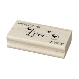 Happy Valentine's Day Love Hearts Personalised Rubber Stamp