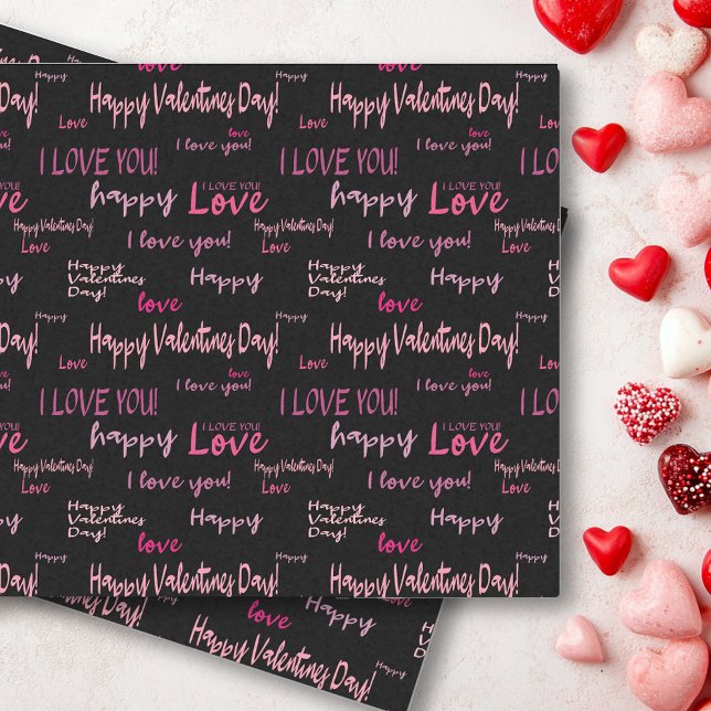 Happy Valentine's day Love Script Gift  Tissue Paper (Creator Uploaded)