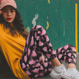 Happy Valentine's day Love Script Pink Hearts Leggings