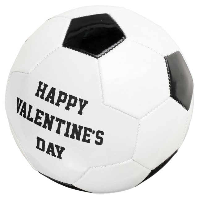 Happy Valentine's Day Love Soccer Ball Black White (Three Quarter)