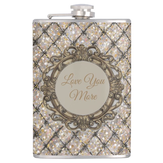 Happy Valentine's Day, Love You More Hip Flask (Front)