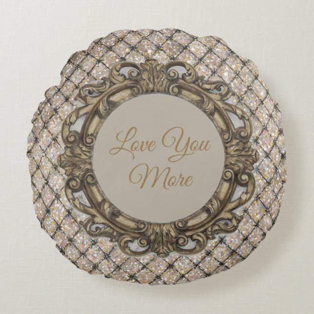 Happy Valentine's Day, Love You More, Round Cushion (Front)