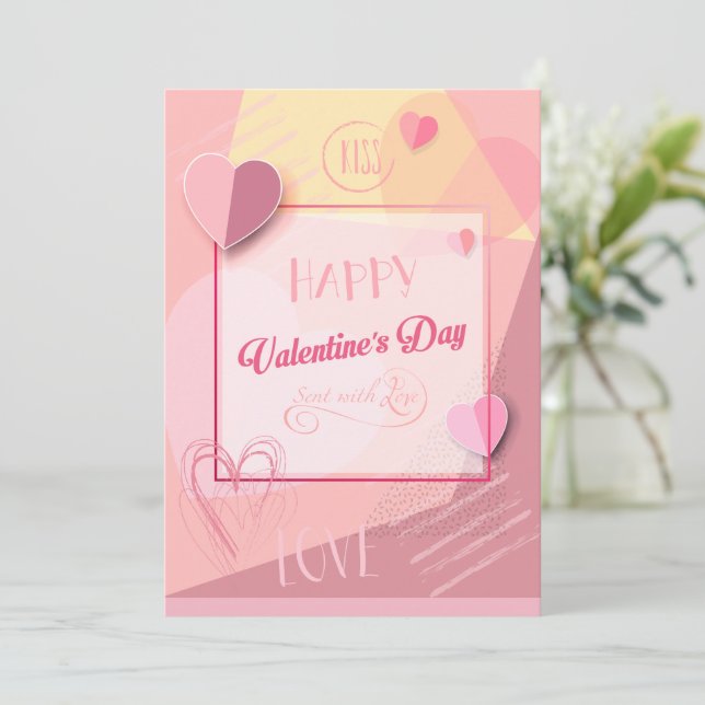 Happy Valentine's Day Lovely Elegant Greeting Holiday Card (Standing Front)