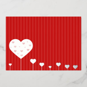 Happy Valentine's Day Lovely Red White Hearts Foil Holiday Card