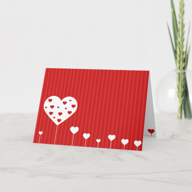 Happy Valentine's Day Lovely Red White Hearts Holiday Card (Front)