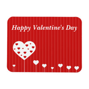 Happy Valentine's Day Lovely Red White Hearts Magnet