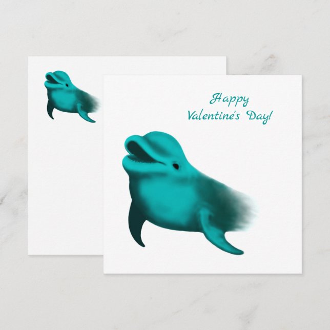 Happy Valentine's Day - Lucky Dolphin Holiday Card (Front/Back)