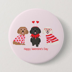 Happy Valentines Day Maltipoo Dogs 7.5 Cm Round Badge