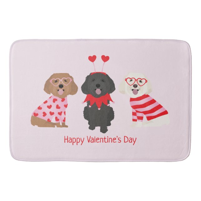 Happy Valentines Day Maltipoo Dogs Bath Mat (Front)