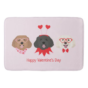 Happy Valentines Day Maltipoo Dogs Bath Mat